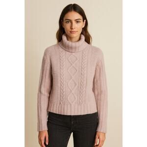 Angora Turtleneck Sweater Lambswool Lilac Blush Pink Extra Large XL